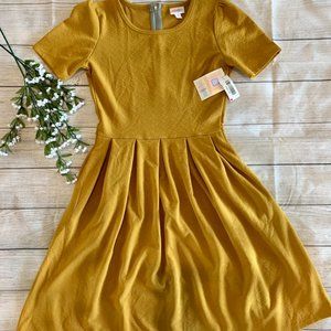 LuLaRoe Mustard Yellow Amelia Dress - Size M